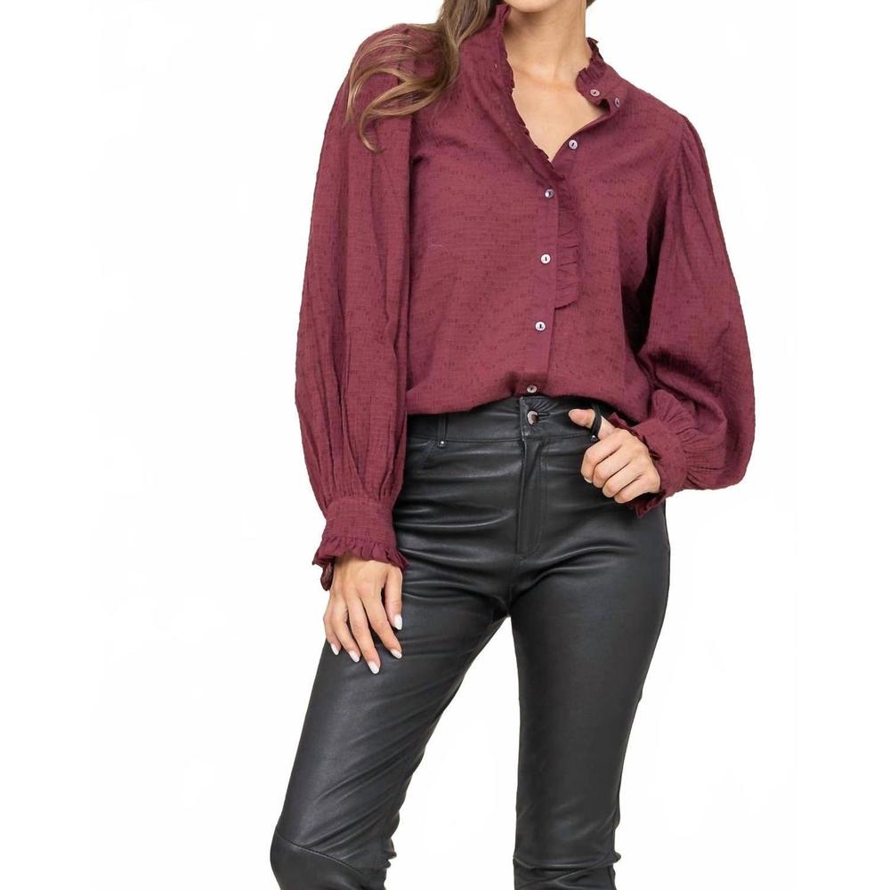 NEW ANTIK BATIK yvette blouse in burgundy
